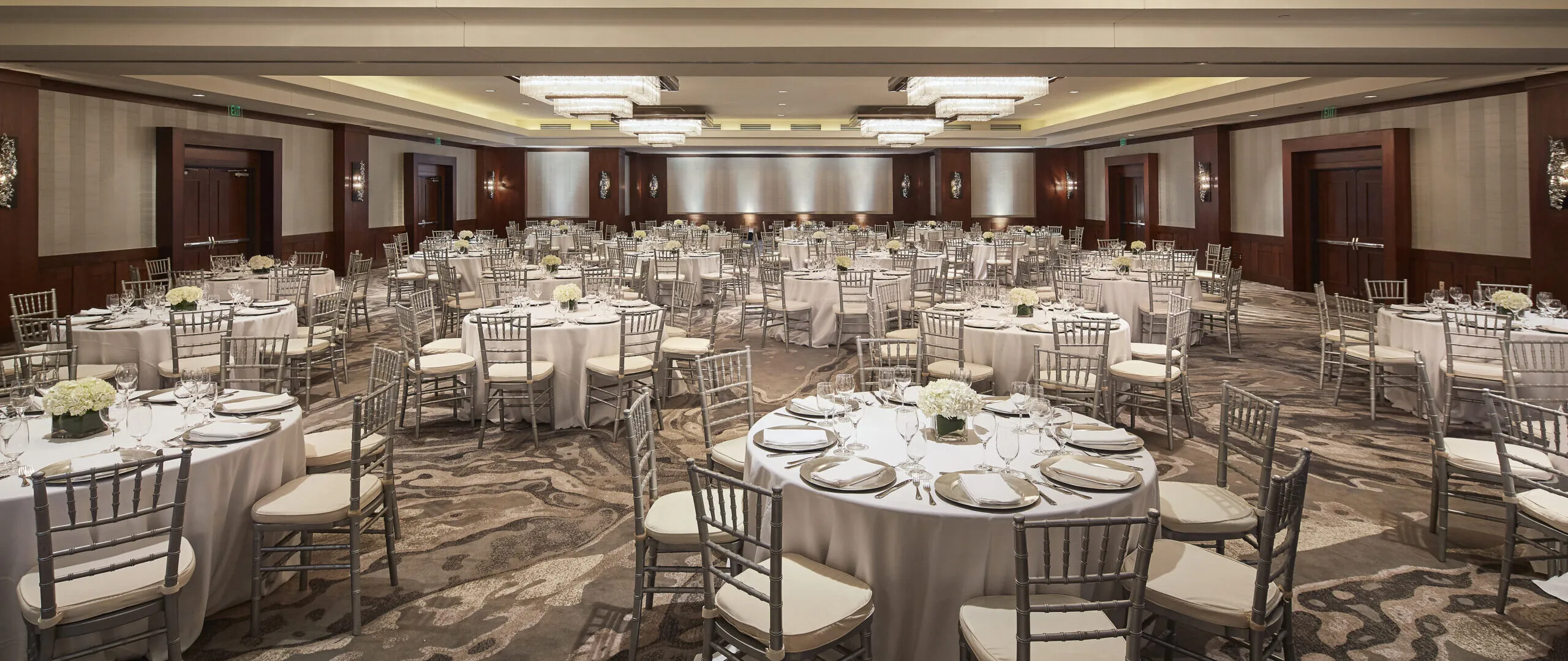 Image of the ballroom setup for a wedding